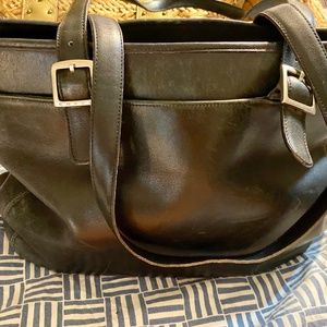 XL VTG BLACK LEATHER LEGACY TOTE COACH HANDBAG USA
